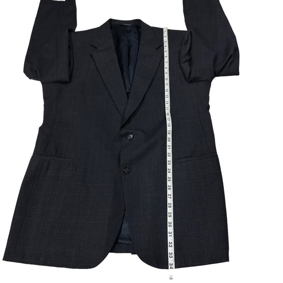 Kuppenheimer Made in USA Smoky Blue Plaid 100% Wool 2 Button Suit Jacket Sz 44L - Picture 13 of 15